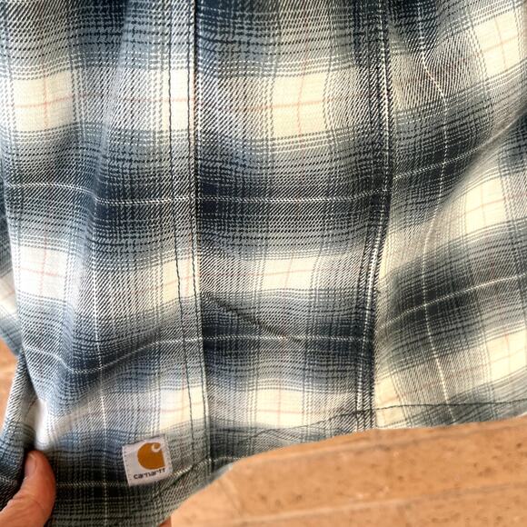 Carhartt Flannel Plaid Button Down Shirt Womens M 8/10 Western Workwear USA - Picture 9 of 12